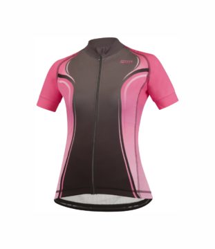 koszulka rowerowa damska funkcyjna z długim zamkiem różowa